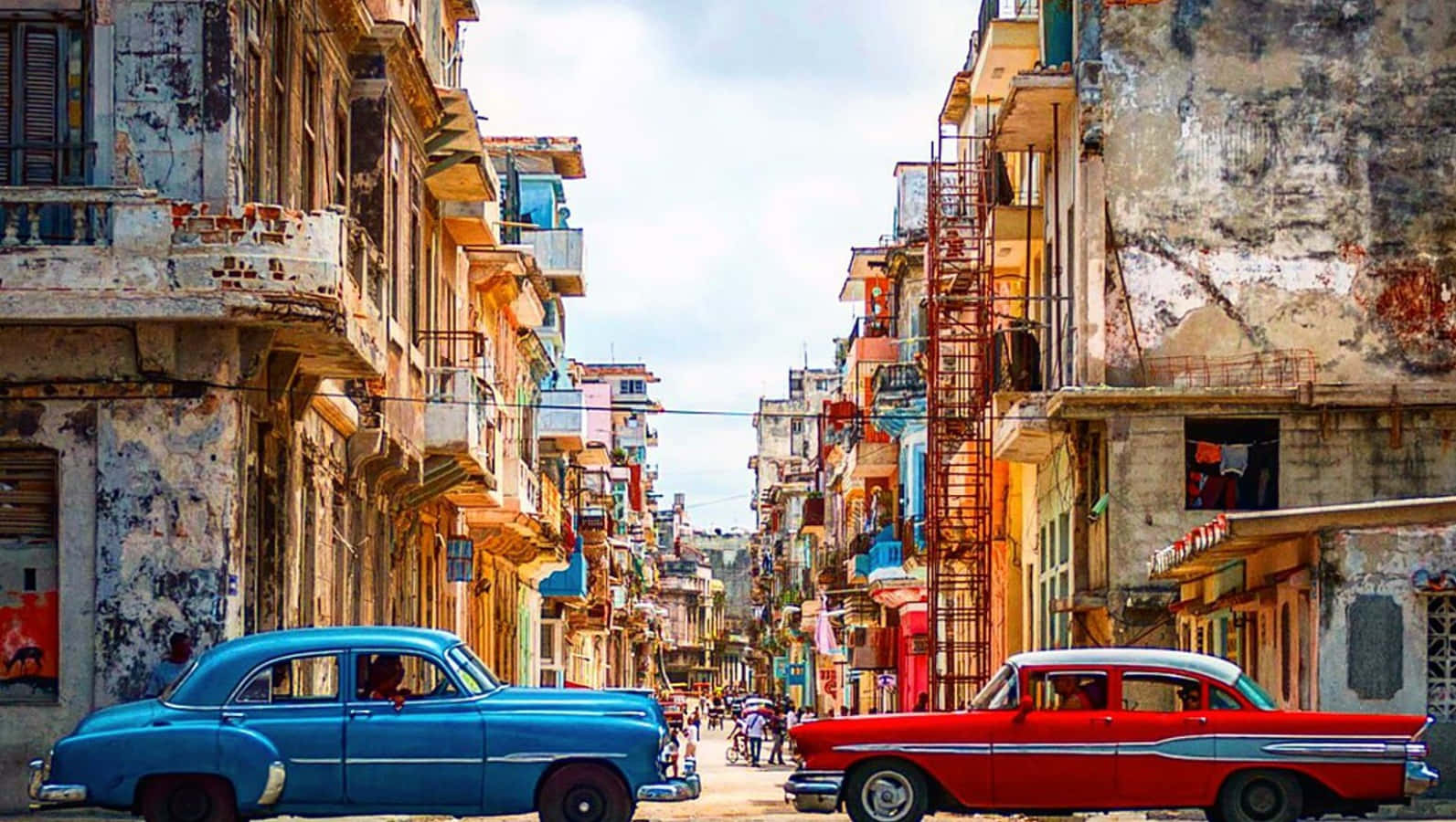 A Lively Streetside Scene in Old Havana, Cuba