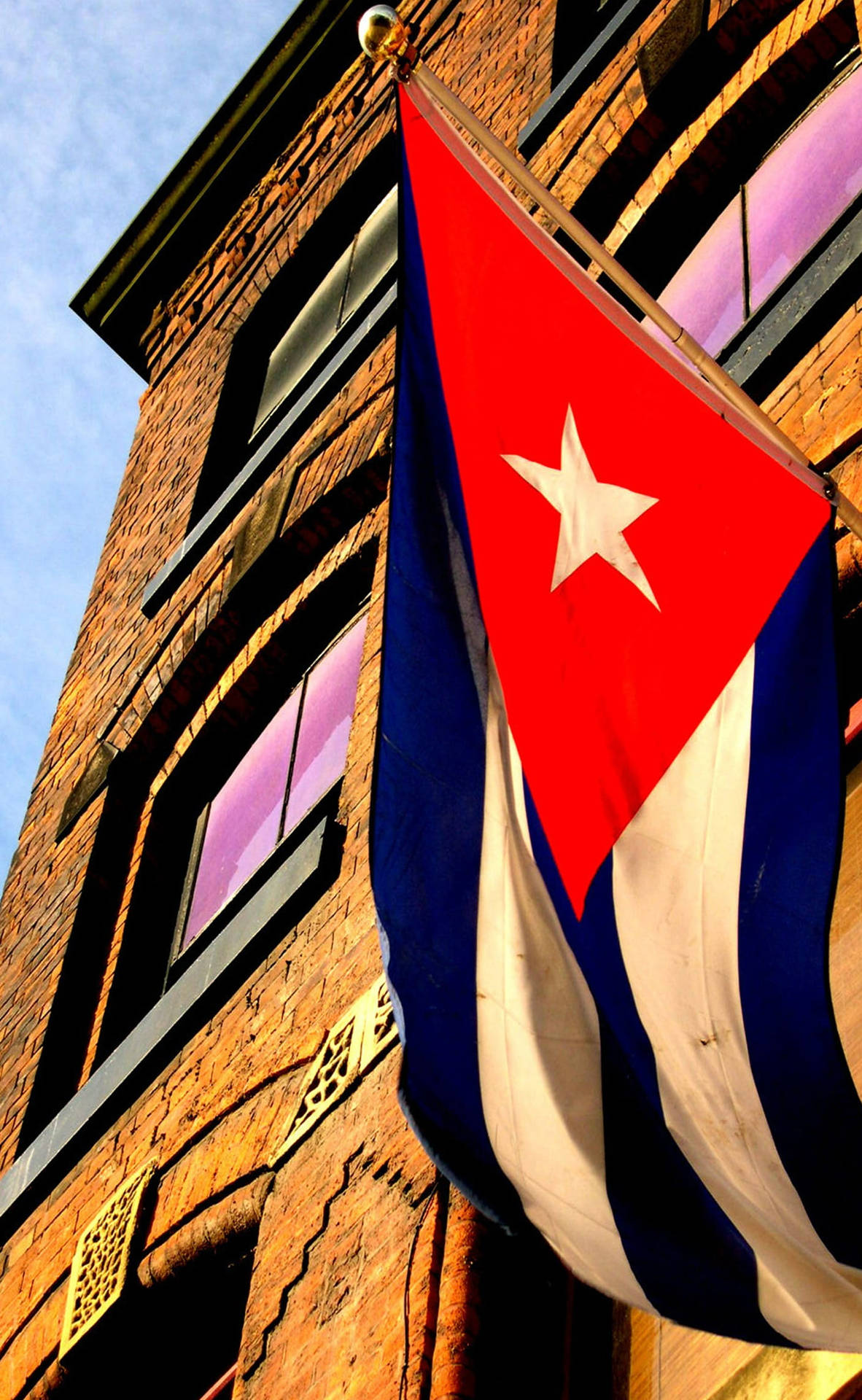 Cuban Flag Hanged In Building