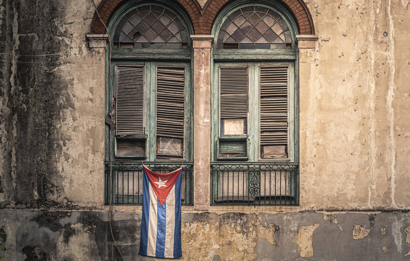 Cuban Flag Old Building Window