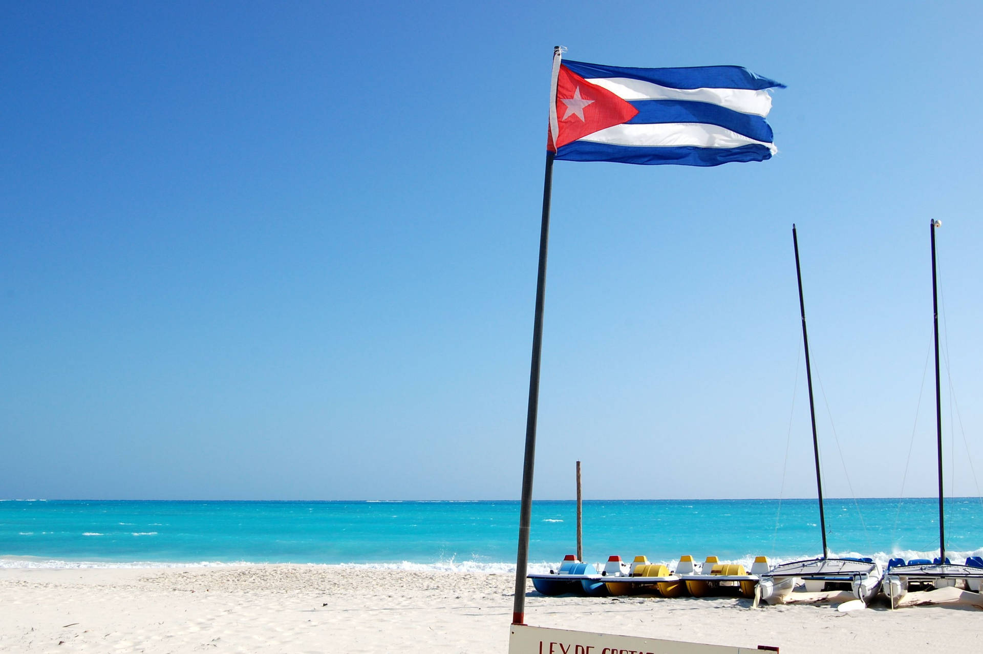 Cuban Flag On A Beach