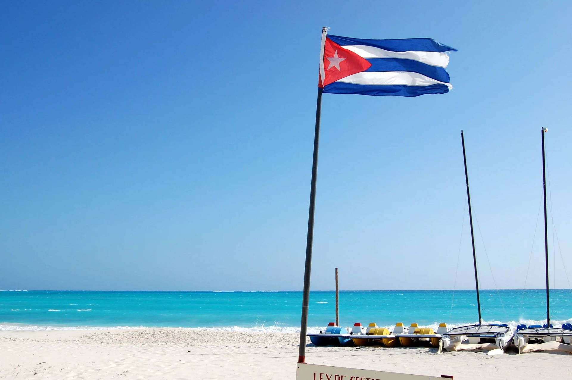 Bandiera Cubana In Pole Sfondo