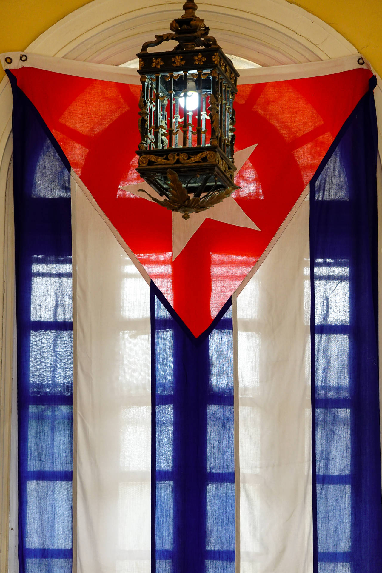 Cuban Flag On Window