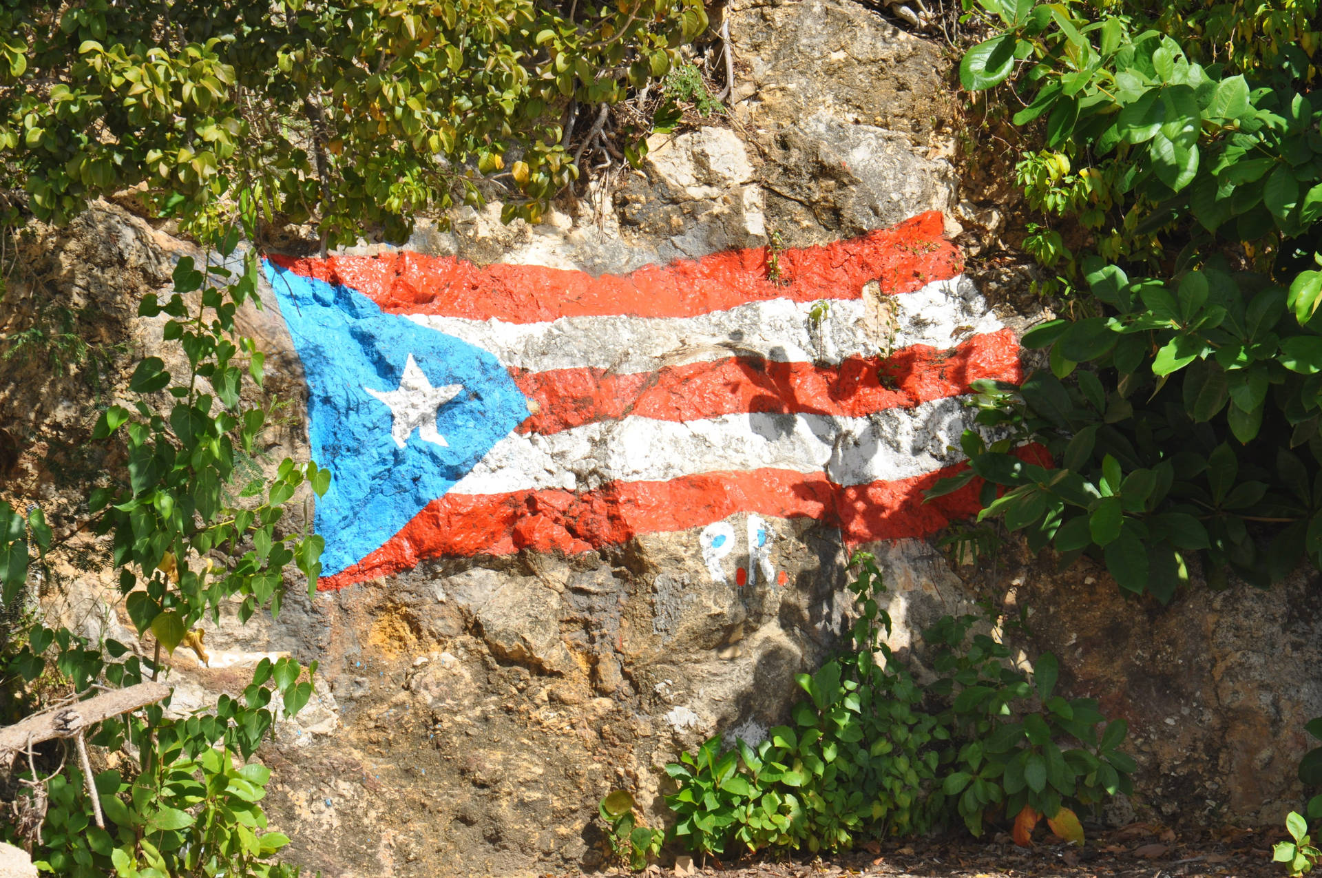 Cuban Flag Painted On Rock