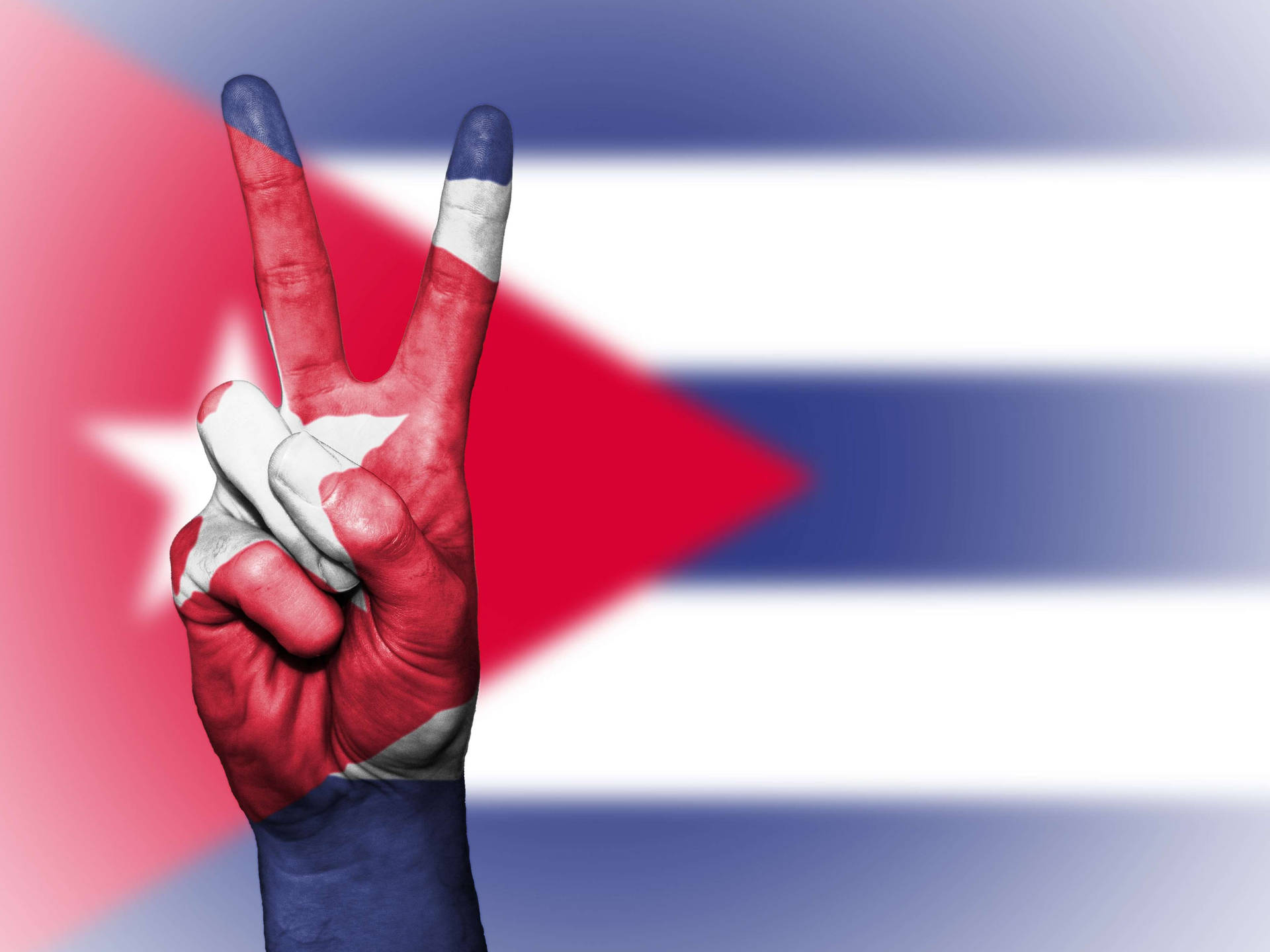 Cuban Flag Peace Hand Sign