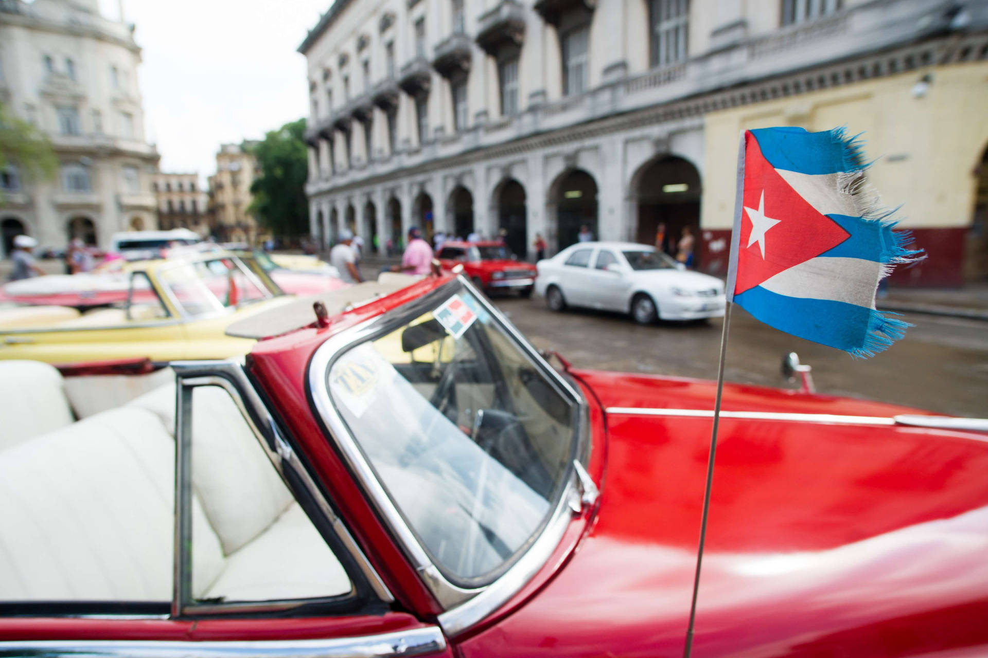 Cuban Flag Red Top-down Car