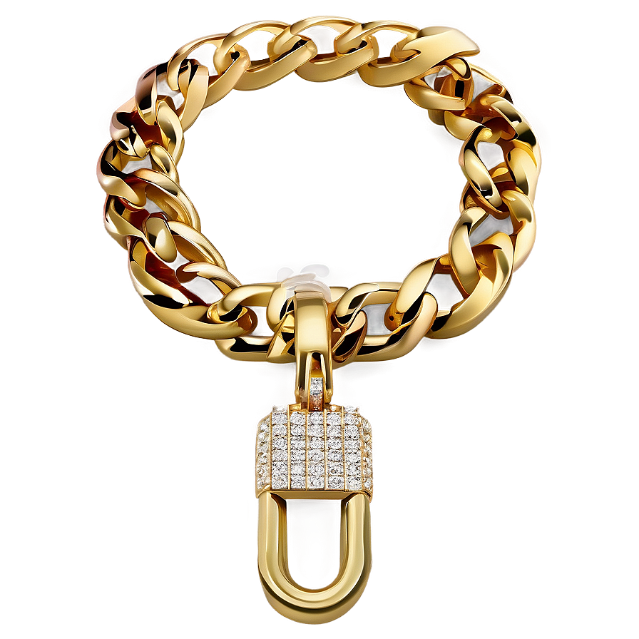Cuban Link Chain With Diamonds Png 06132024 PNG