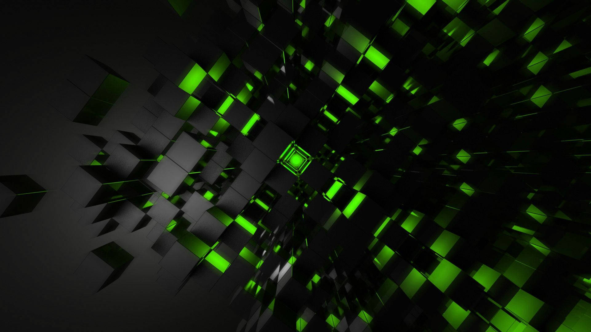Cubes On Luminous Green Abstract Wallpaper