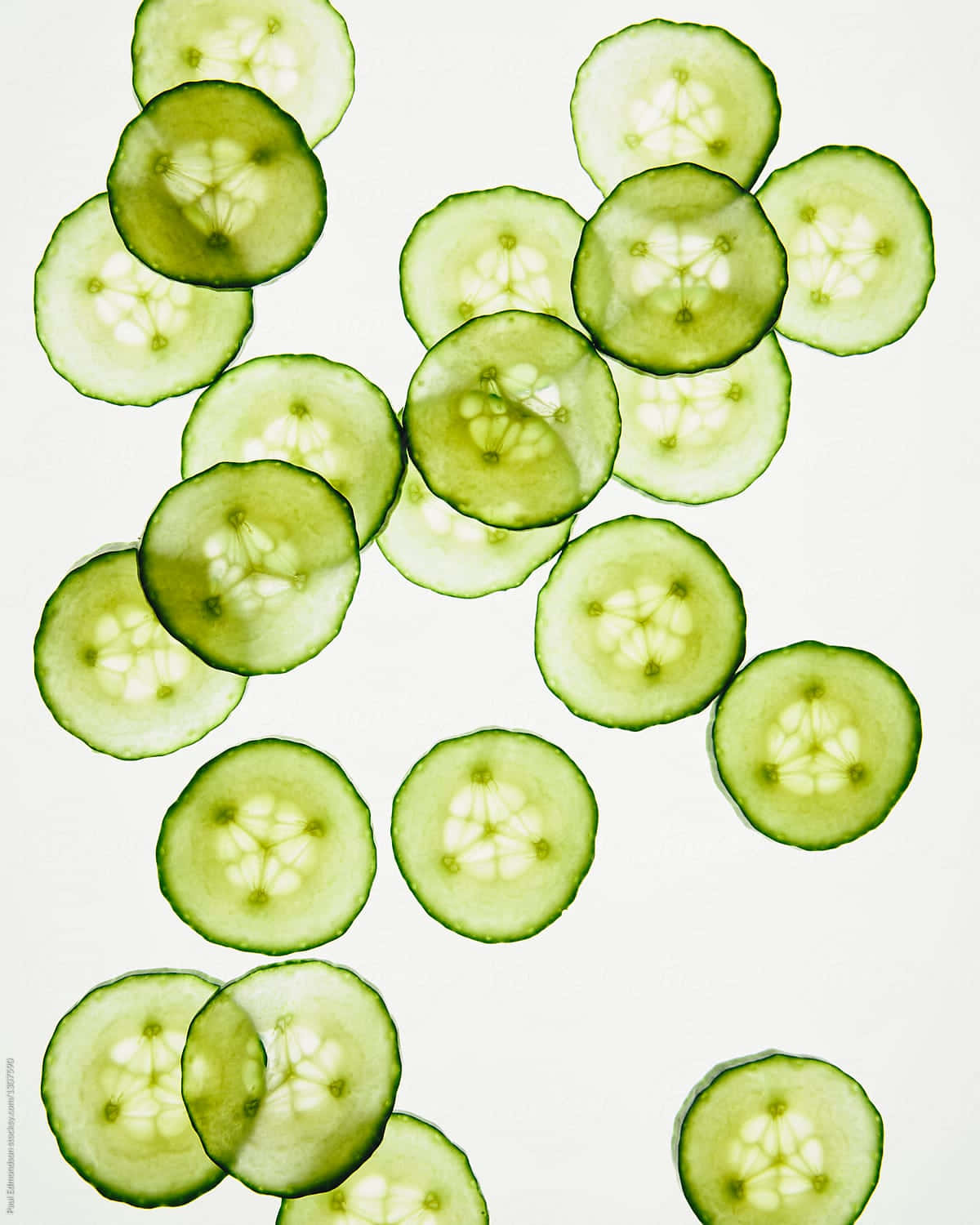 Cucumber Slices On A White Background
