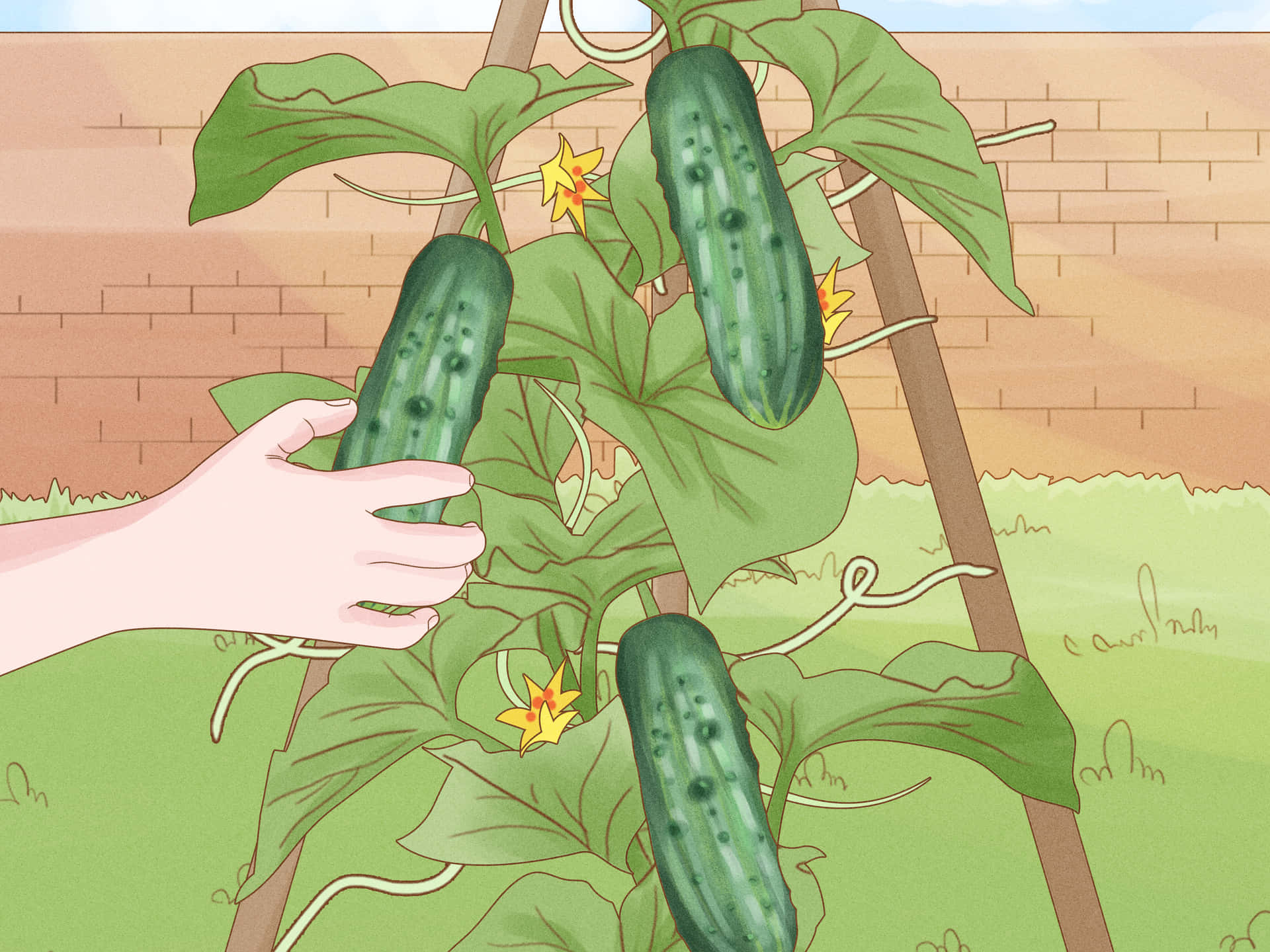 Cucumber Trellis Harvest Season Picture