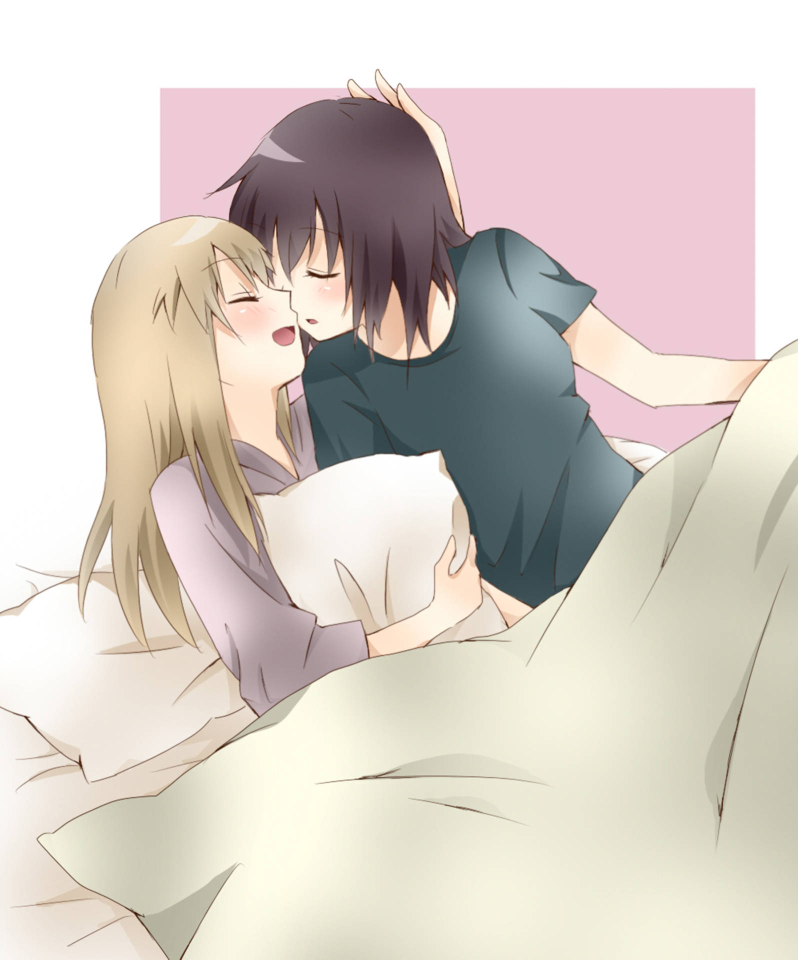 Cuddling Anime Lesbian Background