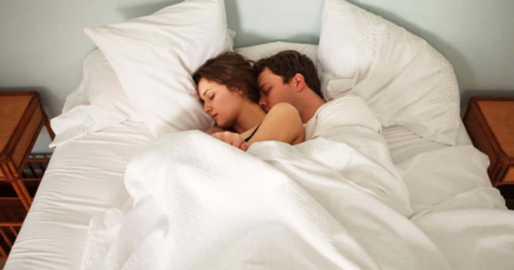 White Bedspread Cuddling Pictures