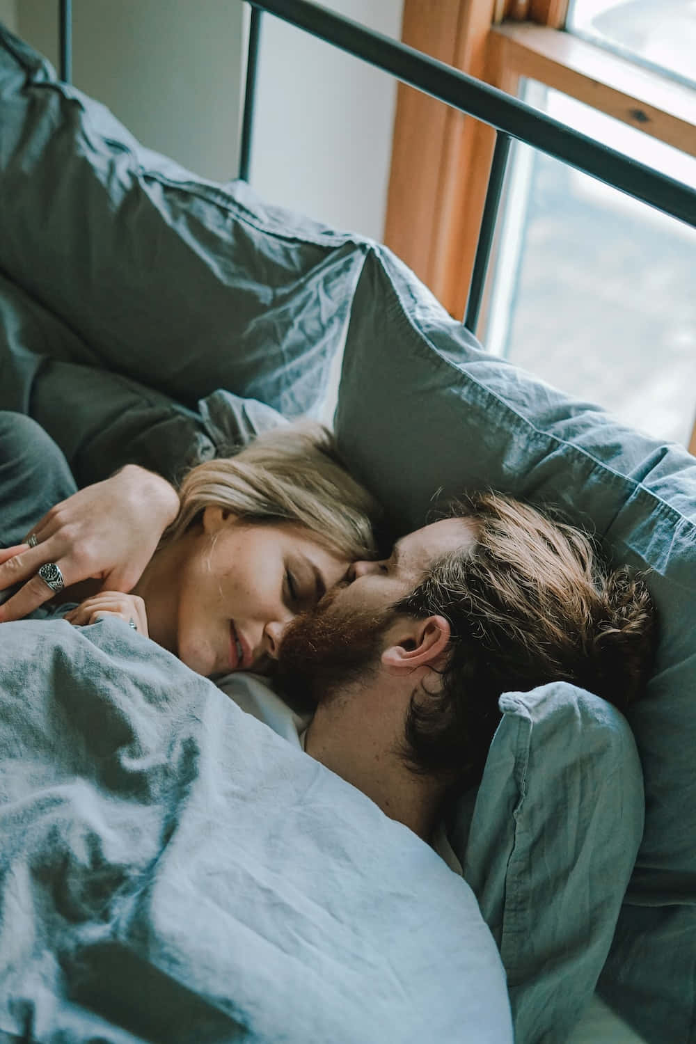 Couple Cuddling In Morning Pictures