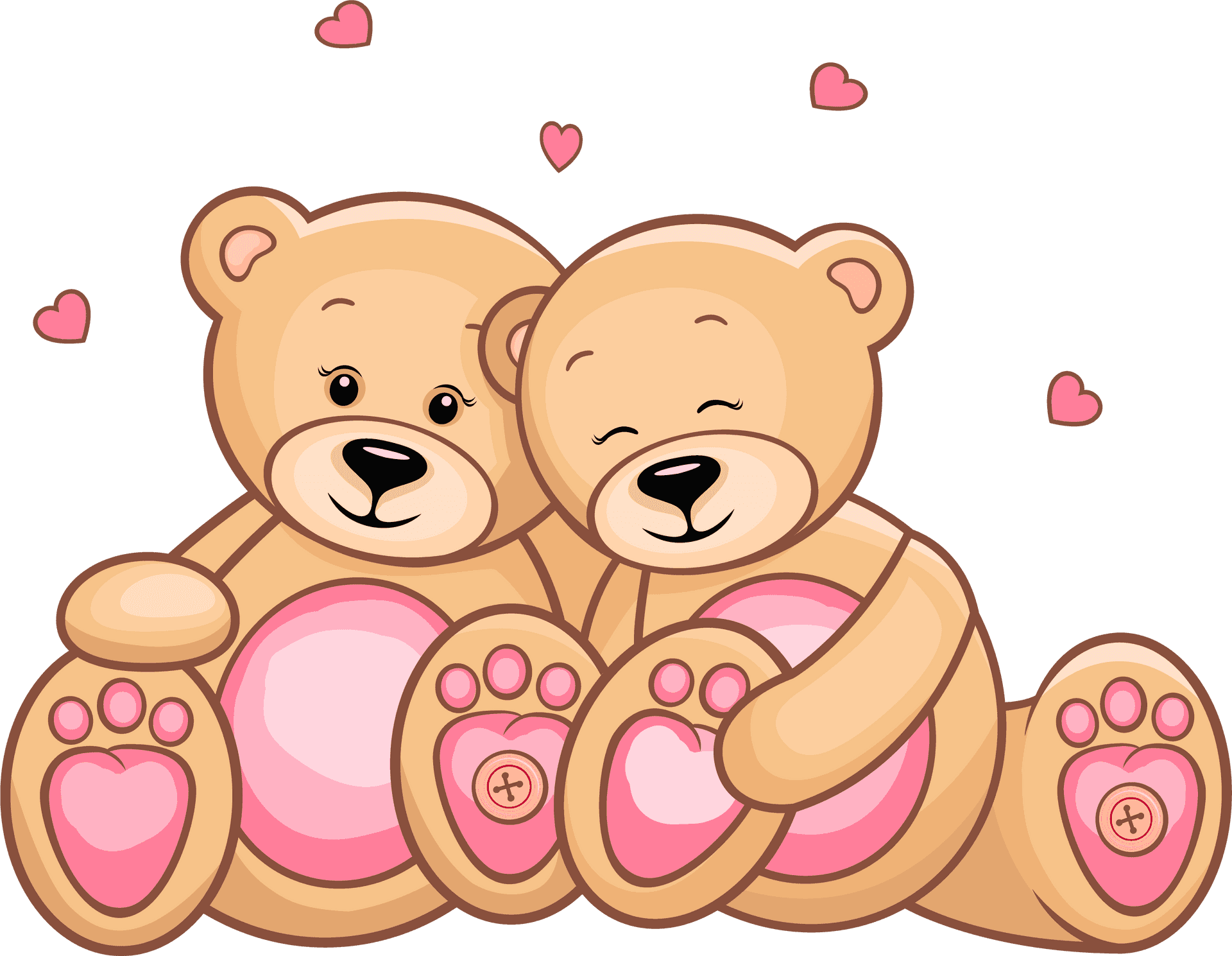 Cuddling Teddy Bears Valentines PNG