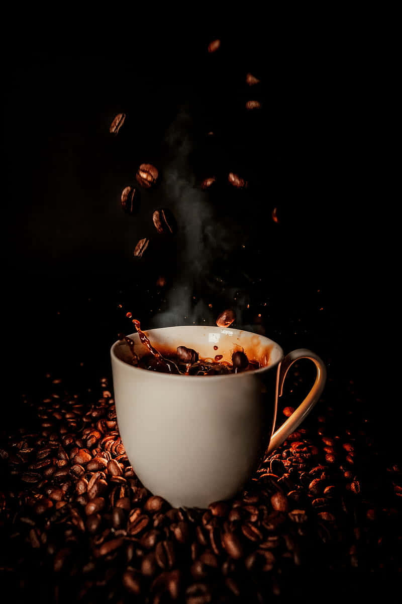 Cup Of Coffee Beans Wallpaper