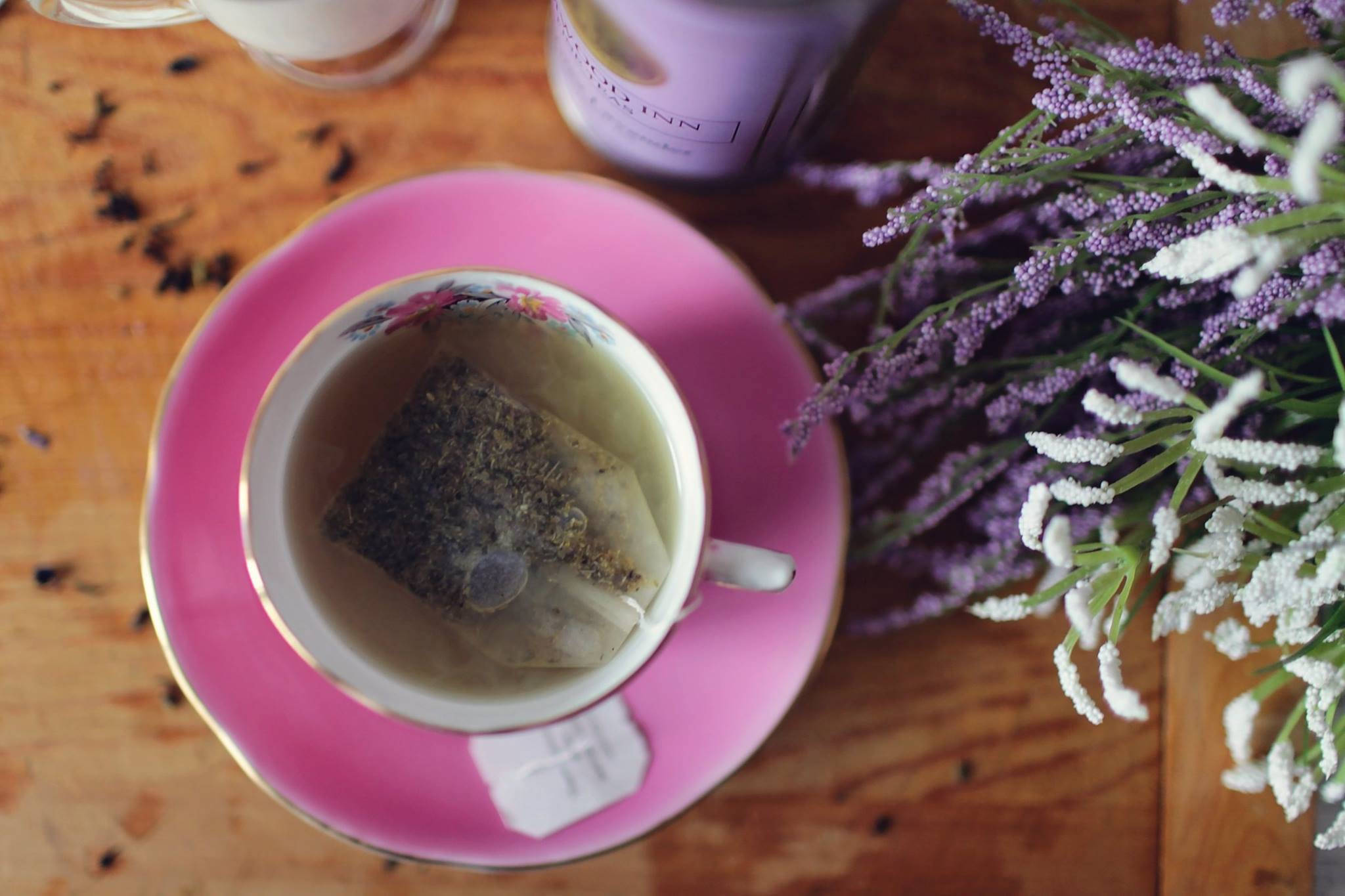 Cup Of Tea And Lavender Desktop Wallpaper
