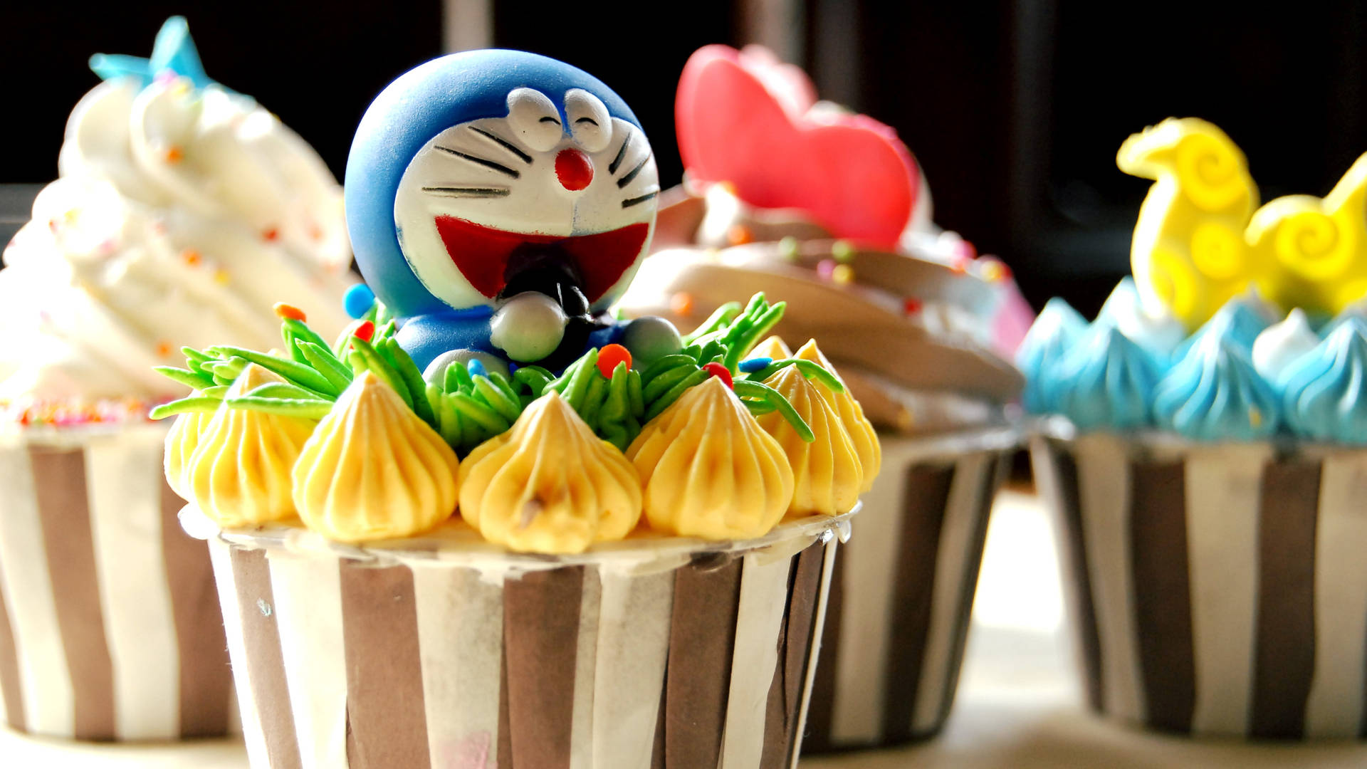 Cupcake Doraemon 4k Background