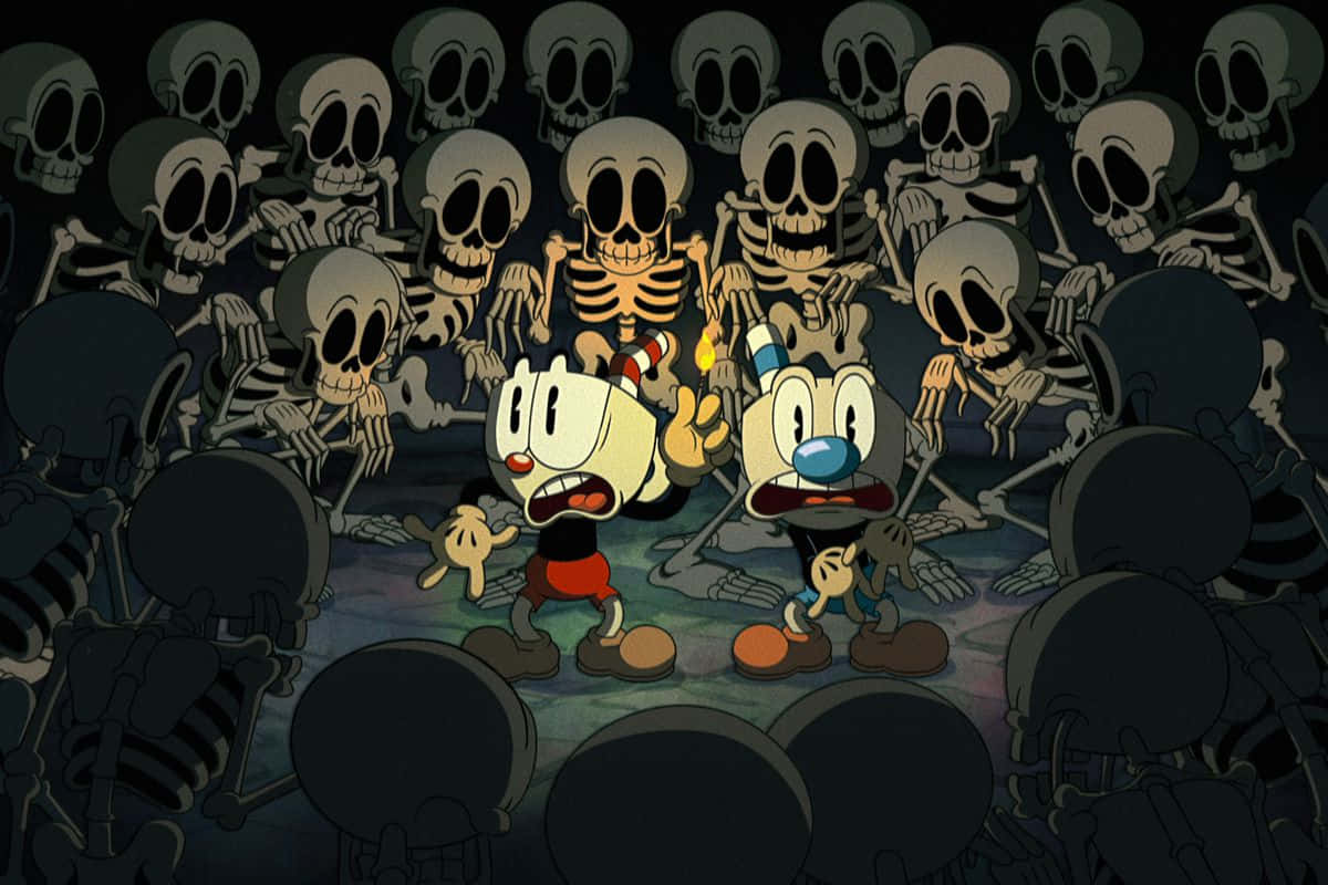 Umdesenho Animado De Um Grupo De Esqueletos E Esqueletas
