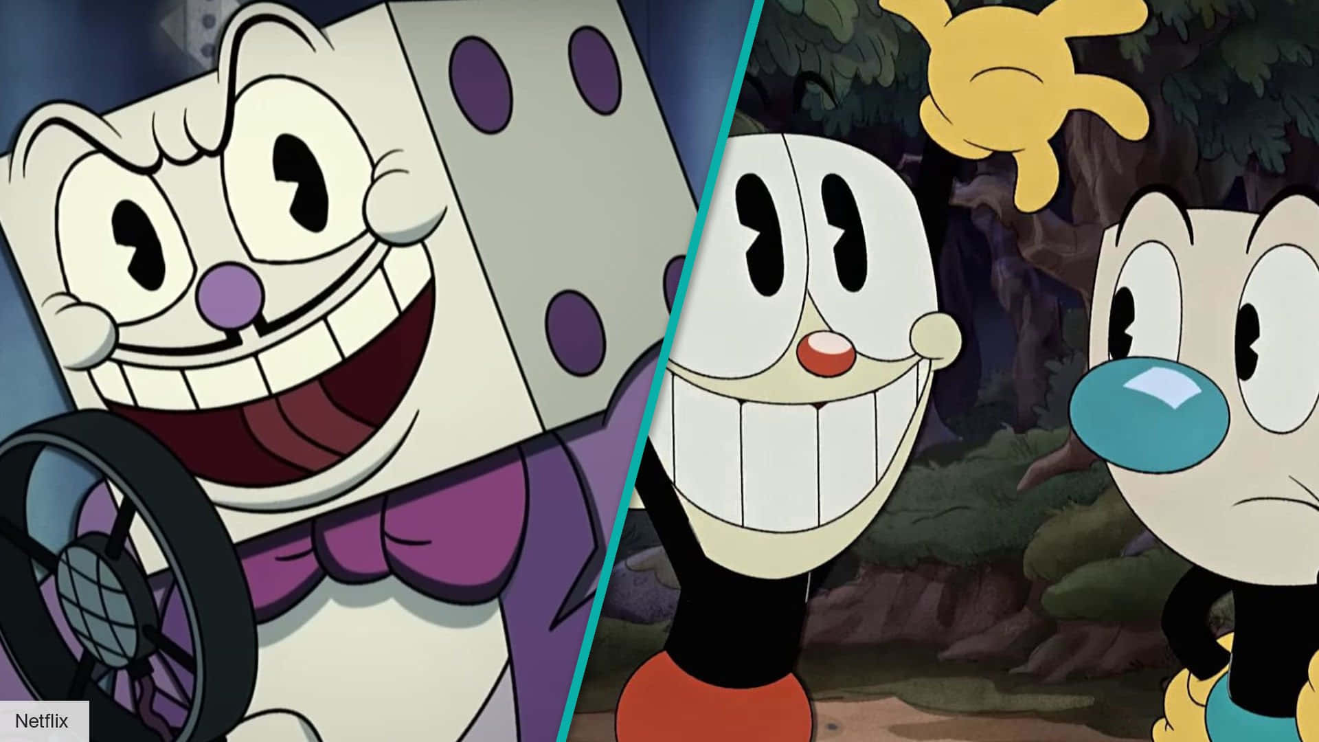 Cuphead battles his way with weapon raised