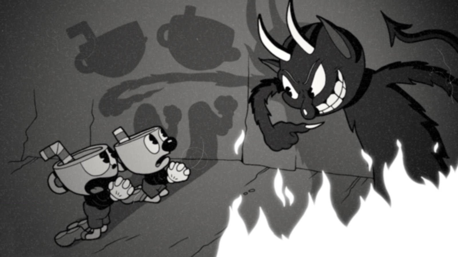 Cuphead And Devil Black And White