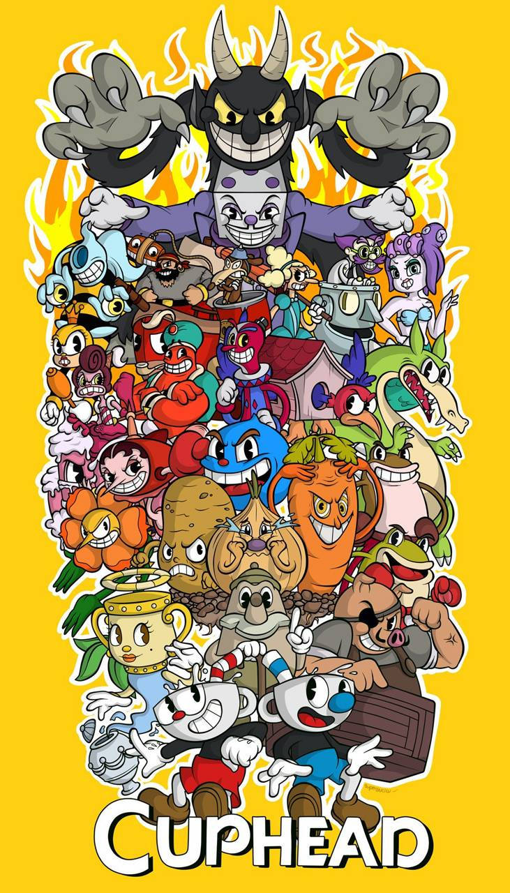 Cuphead And Mugman With Bosses Wallpaper