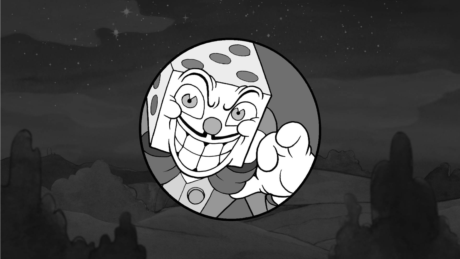 Cuphead King Dice In Black And White Wallpaper