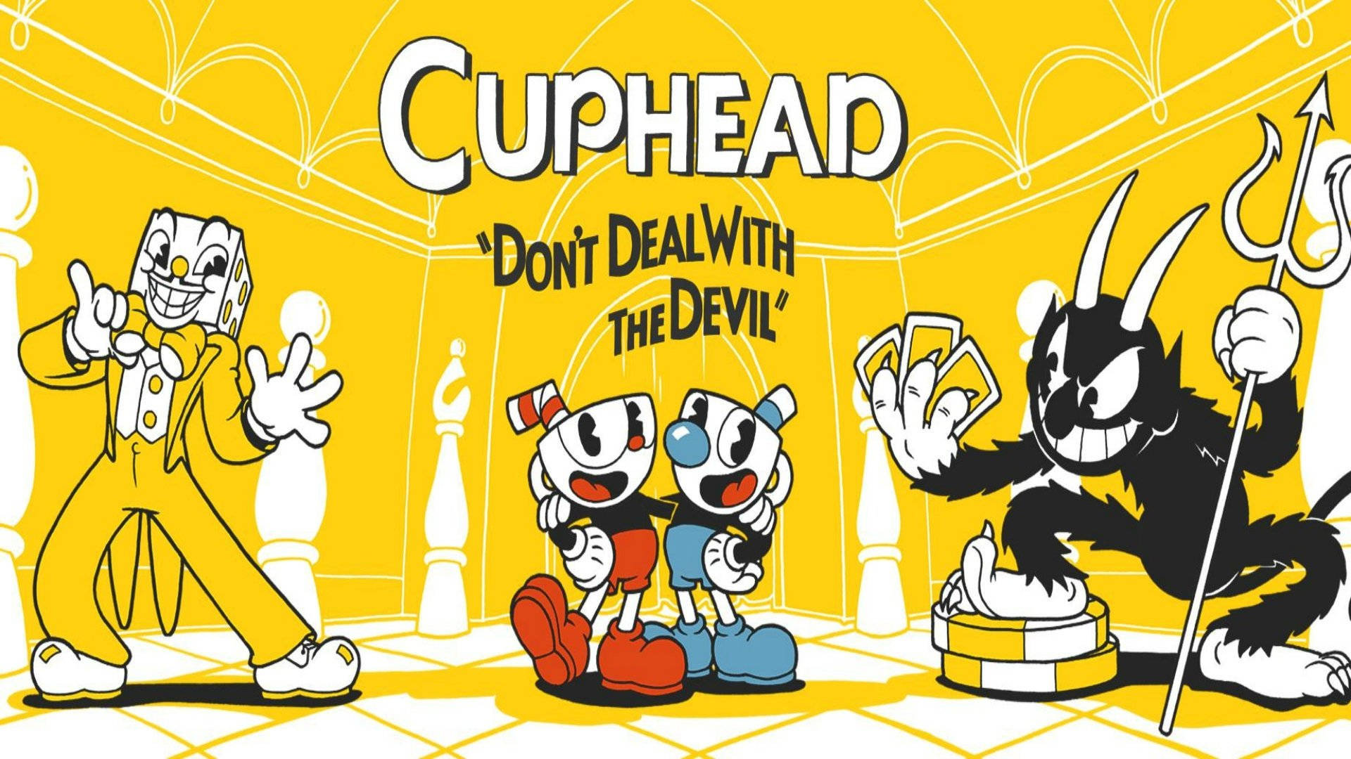 Cuphead Logo with a Vibrant Yellow Background Wallpaper