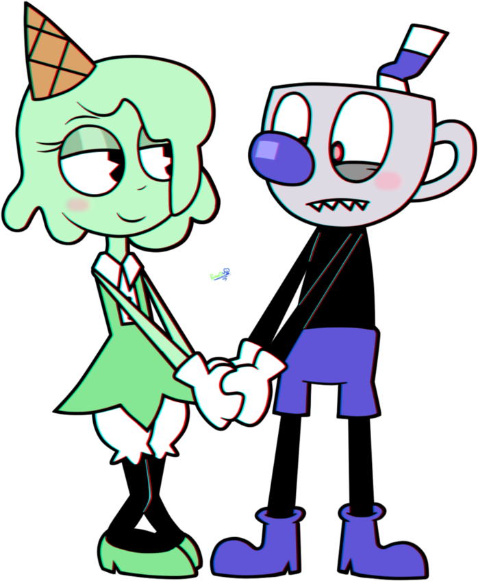 Cupheadand Female Character Shaking Hands PNG