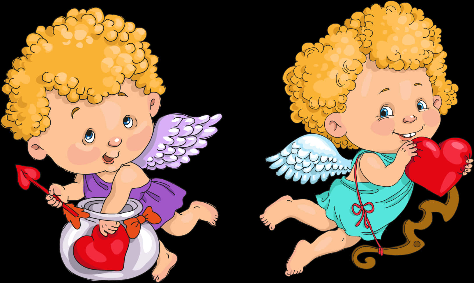 Cupid Angelswith Hearts PNG