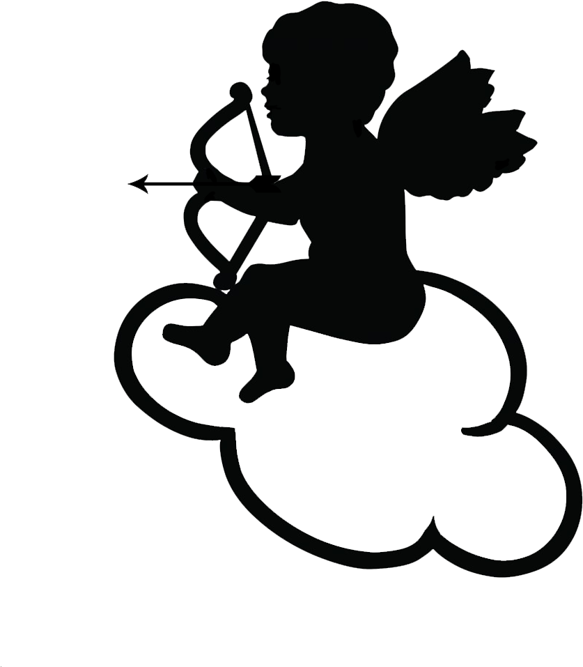 Cupid Silhouetteon Cloud PNG