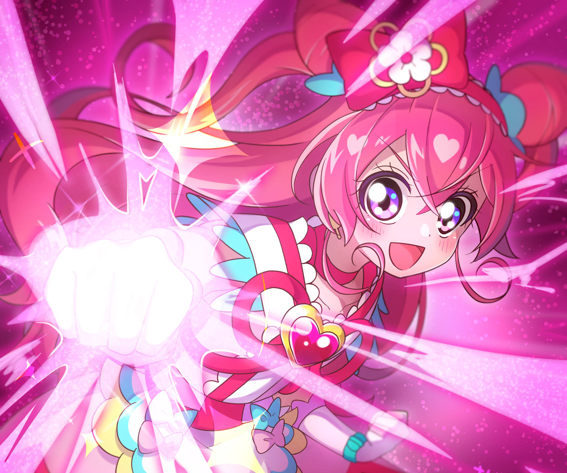 Cure Precious Anime With Fist Up Wallpaper
