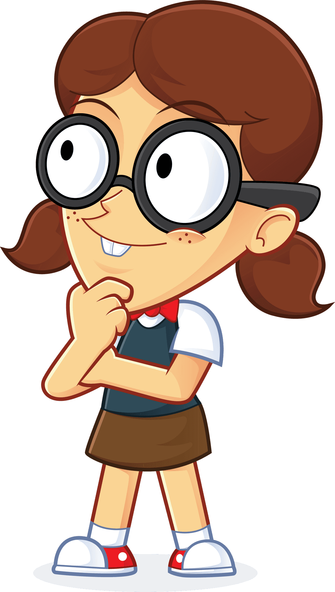 Curious Cartoon Girl Thinking PNG