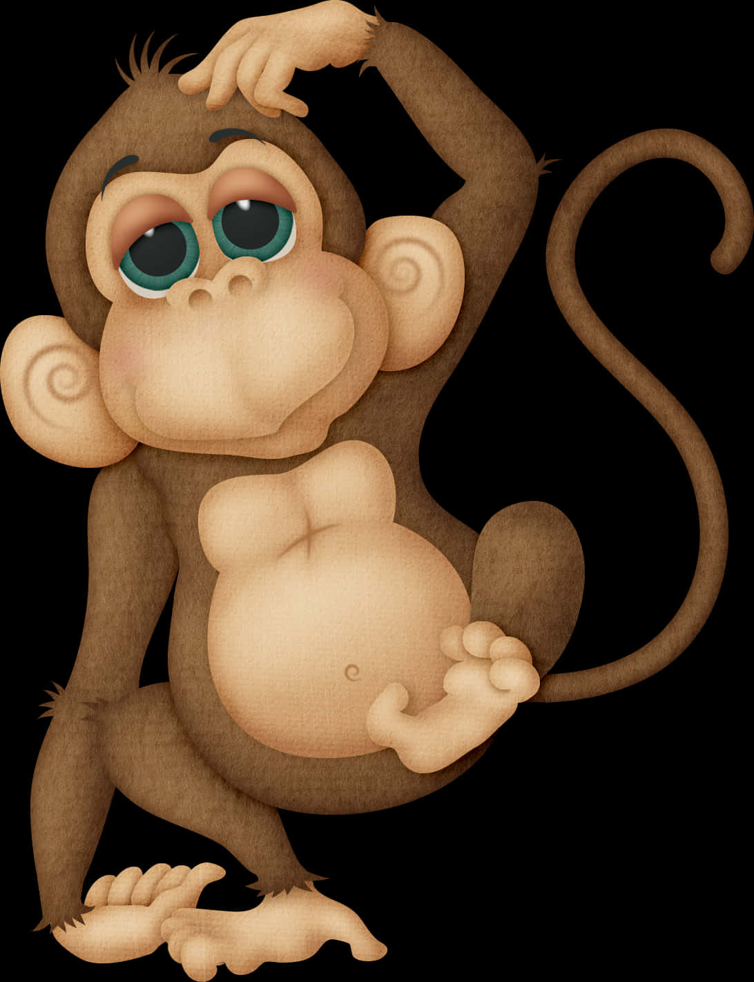 Curious Cartoon Monkey PNG