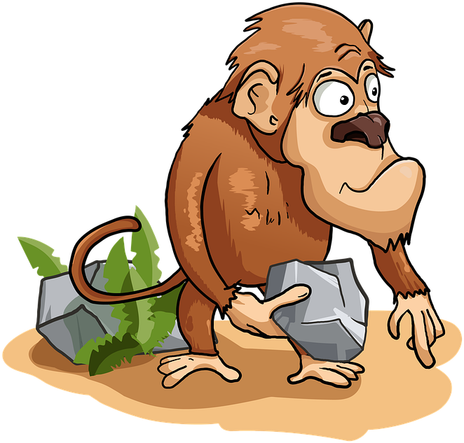 Curious Chimpanzee Cartoon Illustration PNG