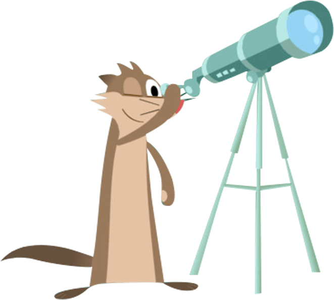 Curious Ferret With Telescope PNG