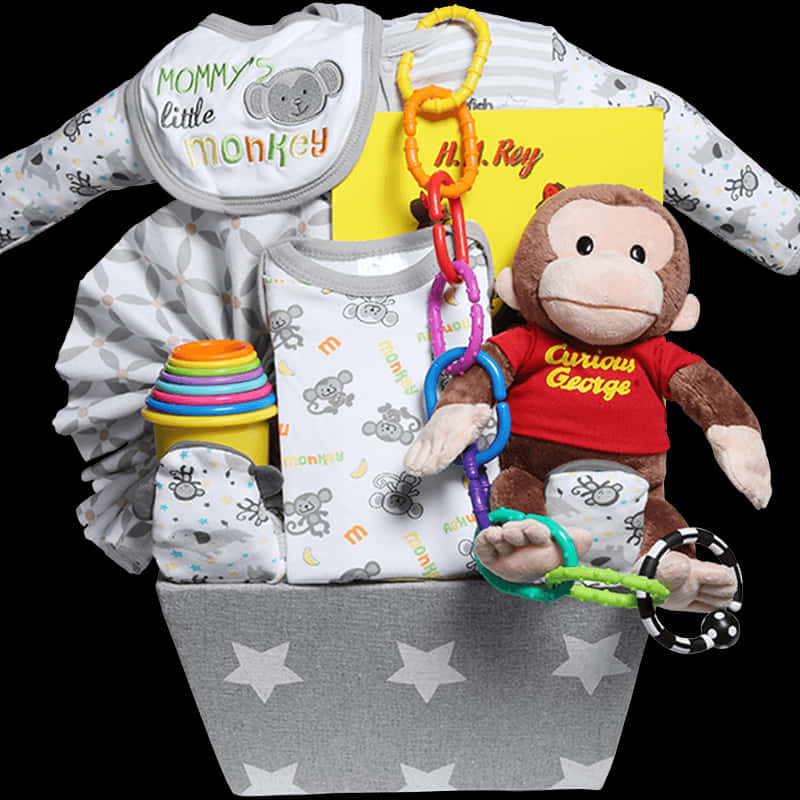 Curious George Baby Gift Basket PNG
