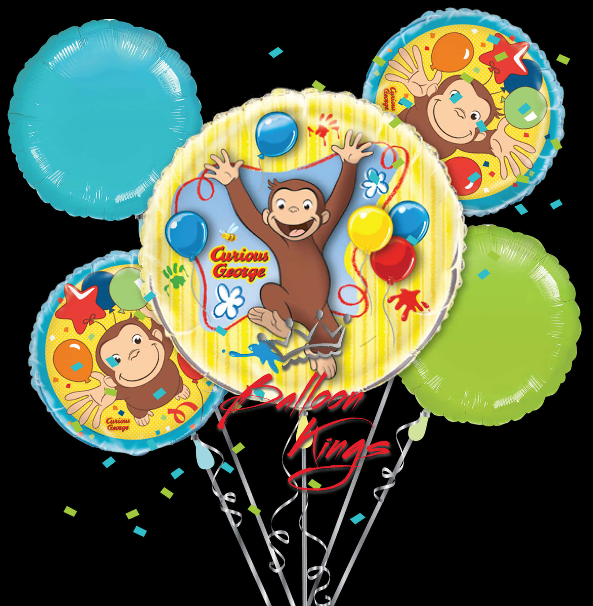 Curious George Balloon Bouquet PNG