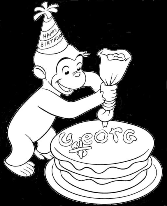 Curious George Birthday Cake Decoration PNG