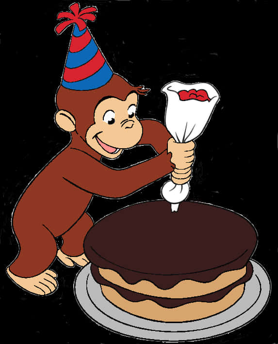 Curious George Decorating Cake PNG