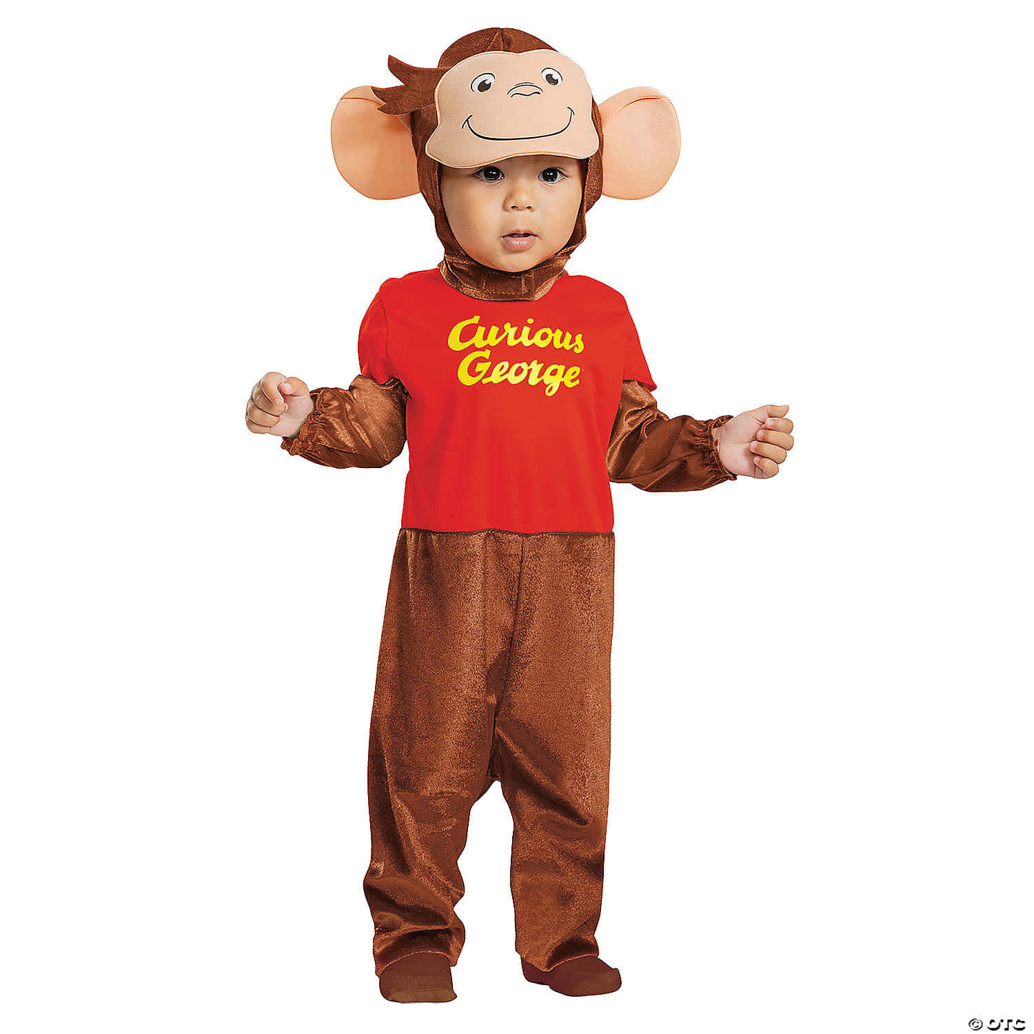 En baby klædt som en abe