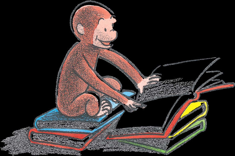 Curious George Reading Books PNG