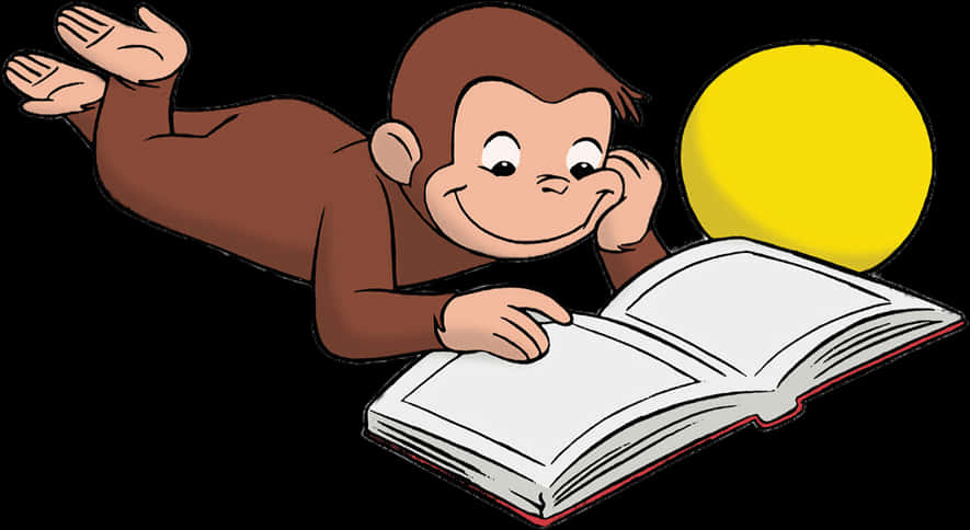 Curious George Reading Under Moonlight PNG