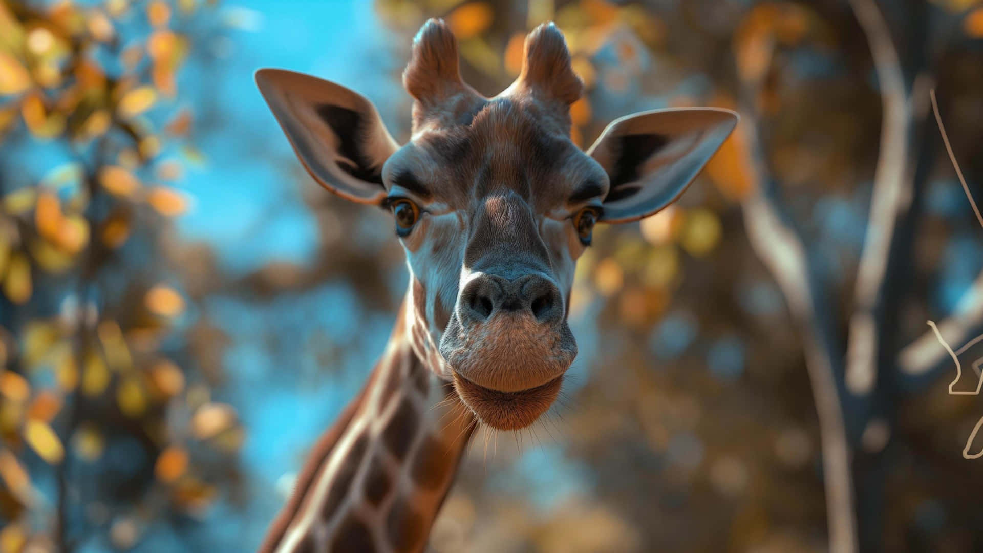 Girafe Curieuse Avec Un Fond Automnal 4k Fond d'écran