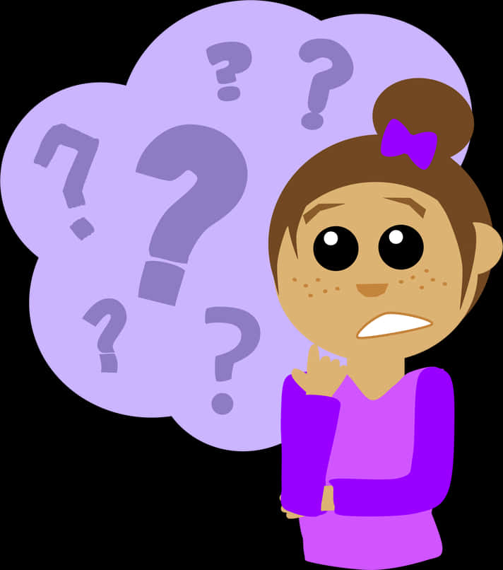 Curious Girlwith Question Marks Clipart PNG