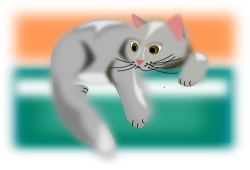 Curious Gray Cat Illustration PNG