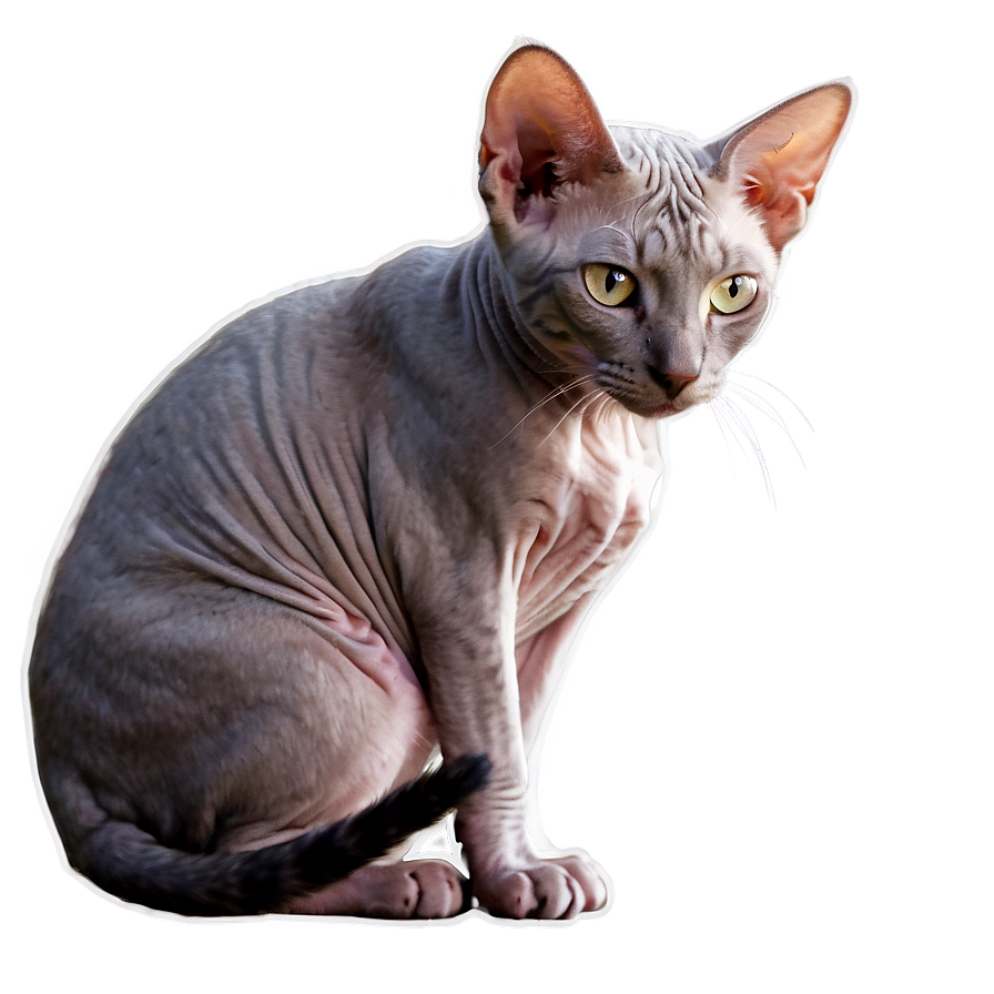 Curious Hairless Cat Png 06252024 PNG