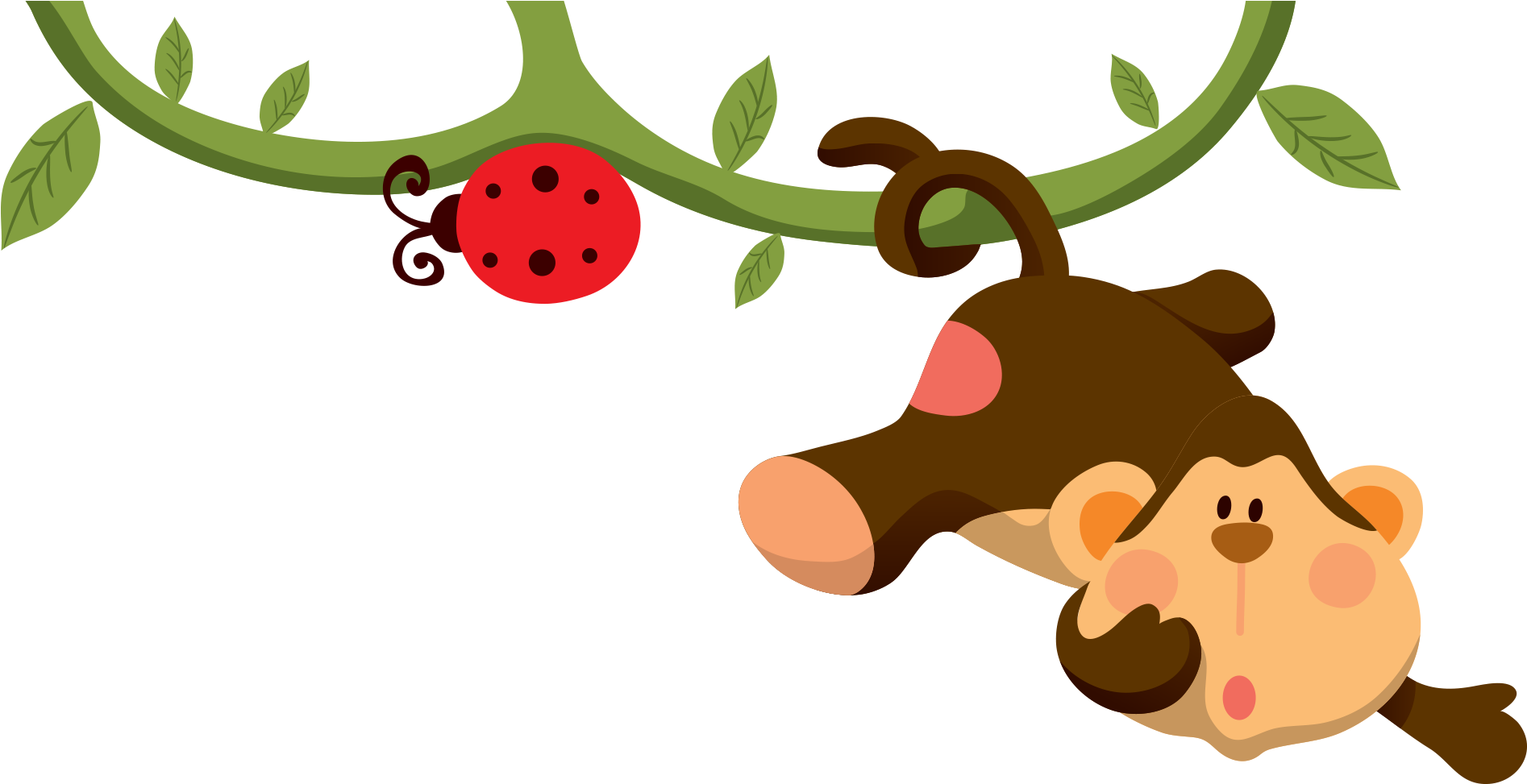 Curious Monkeyand Ladybug PNG