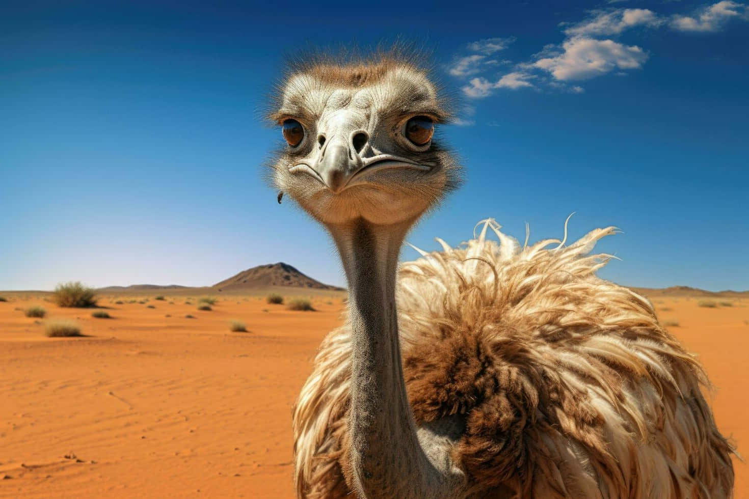 Curious Ostrichin Desert Wallpaper