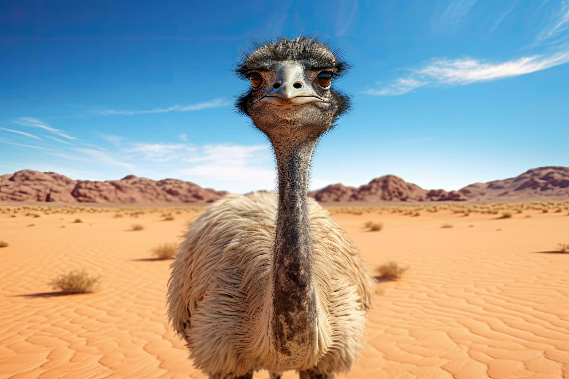 Curious Ostrichin Desert.jpg Wallpaper