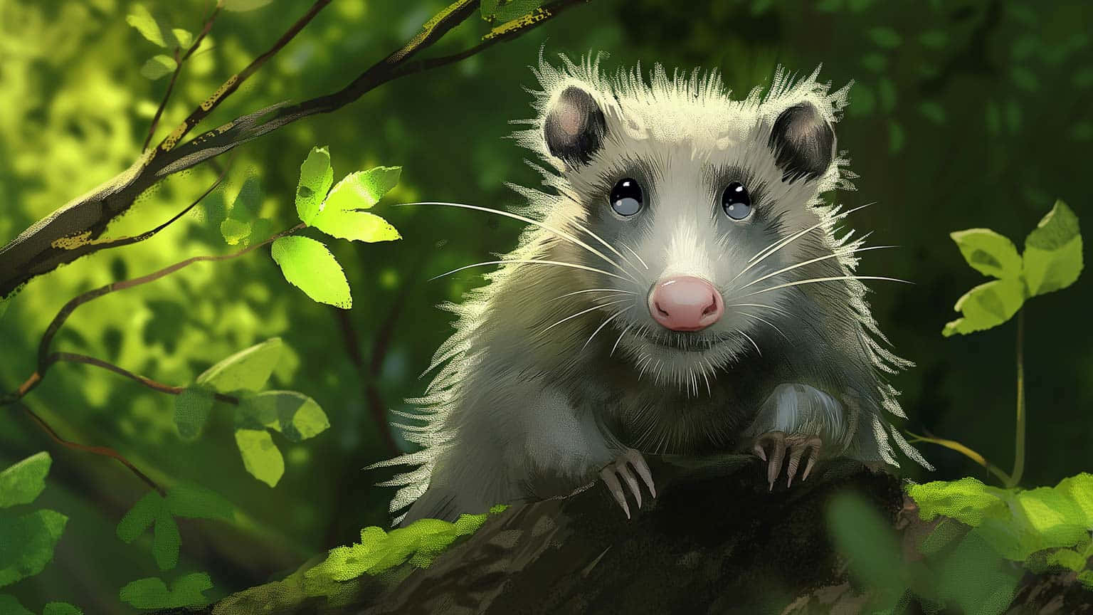 Possum Penasaran Di Hutan Hijau Wallpaper