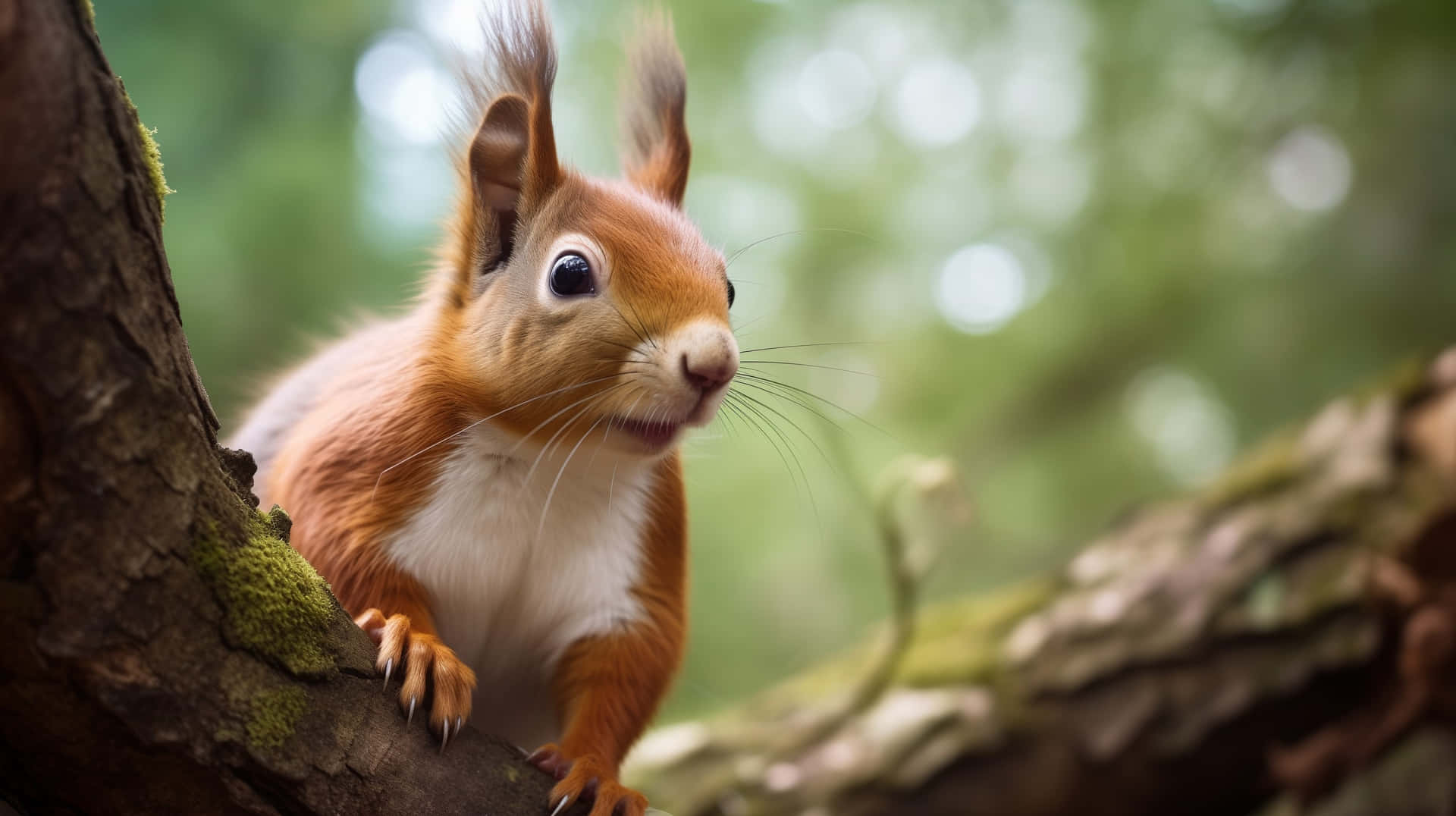Curious Red Squirrelin Forest Wallpaper